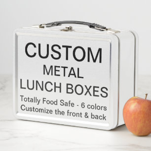 Custom Personalised WHITE Metal Lunch Box Template