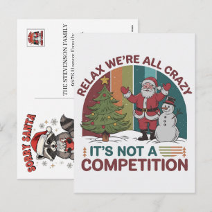 Custom Personalised Winter Christmas Racoon Name Holiday Postcard