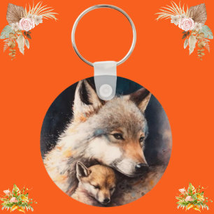 Custom Personalised Wolf Pet Photo Traditional Key Ring