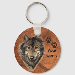 Custom, Personalised Wolf Tracks Key Ring