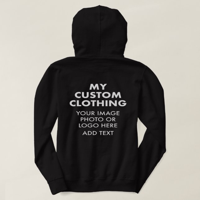 Custom Personalised WOMEN'S BLACK HOODIE (Design Back)