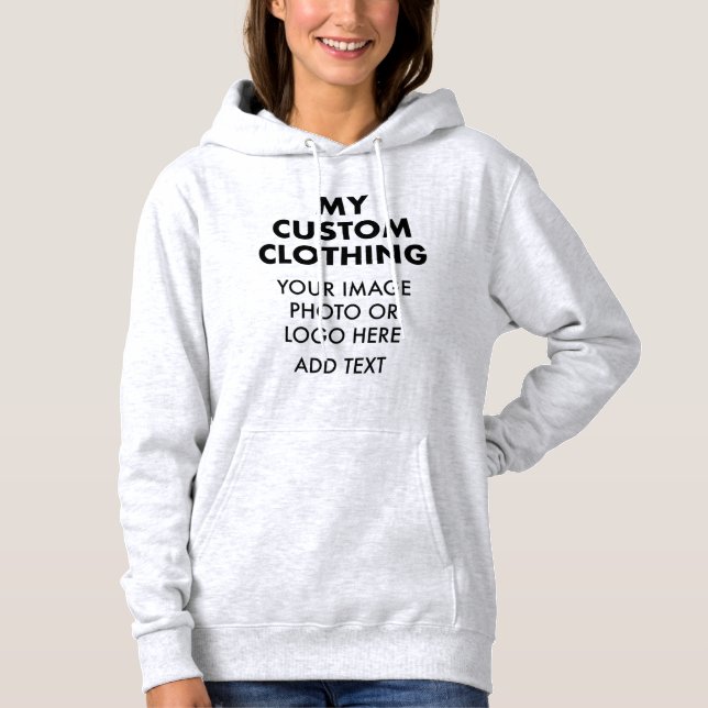 Custom Personalised WOMEN'S LIGHT ASH GREY HOODIE (Front)