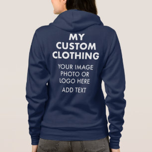 Custom Personalised WOMEN'S NAVY BLUE ZIP HOODIE