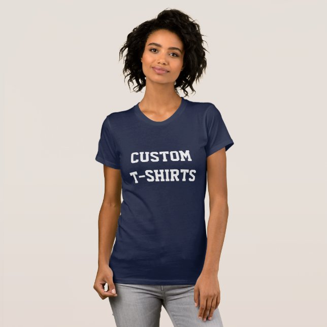 Custom Personalised Women's NAVY Crew Neck T-shirt (Front Full)