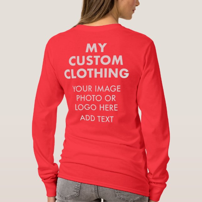 Custom Personalised WOMEN'S RED LONG SLEEVE T-Shirt (Back)