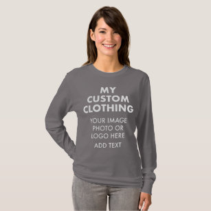 Custom Personalised WOMEN'S SMOKE GREY LONG SLEEVE T-Shirt
