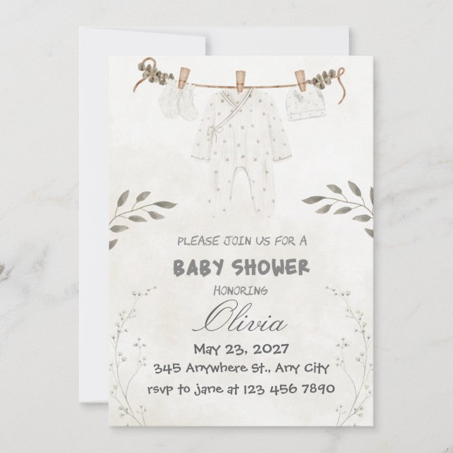 Custom Personalize Cute Baby Shower Invitation (Front)