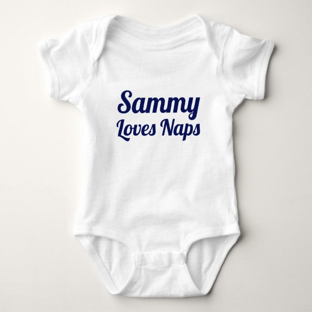 Custom personalize Loves Naps Slogan Baby Bodysuit (Front)