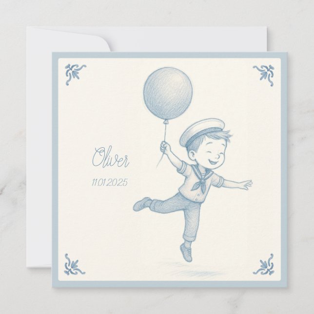 Custom personalized baby boy name  holiday card (Front)