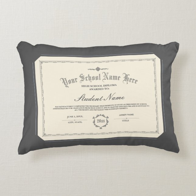 Custom Personalized Diploma Traditional Charcoal Decorative Cushion (Front)