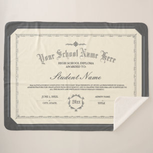 Custom Personalized Diploma Traditional Charcoal Sherpa Blanket