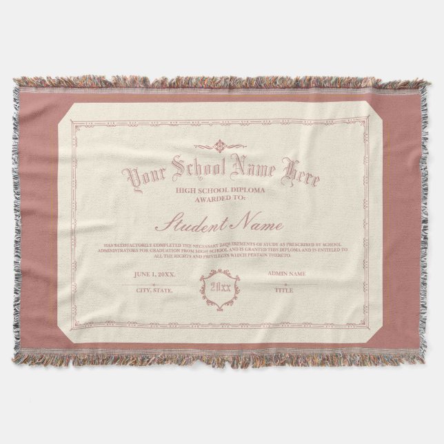 Custom Personalized Diploma Traditional Soft Red Throw Blanket (Front)
