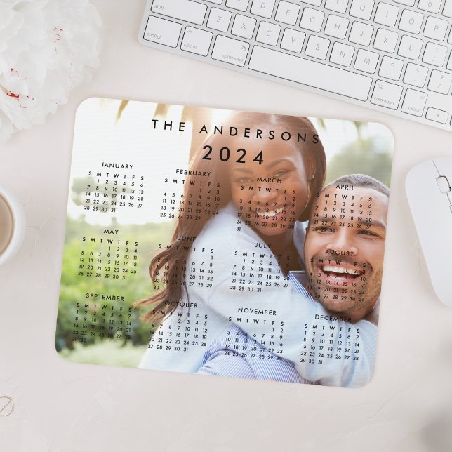 Custom Personalized Family Photo 2024 Calendar Mouse Pad (Creator Uploaded)
