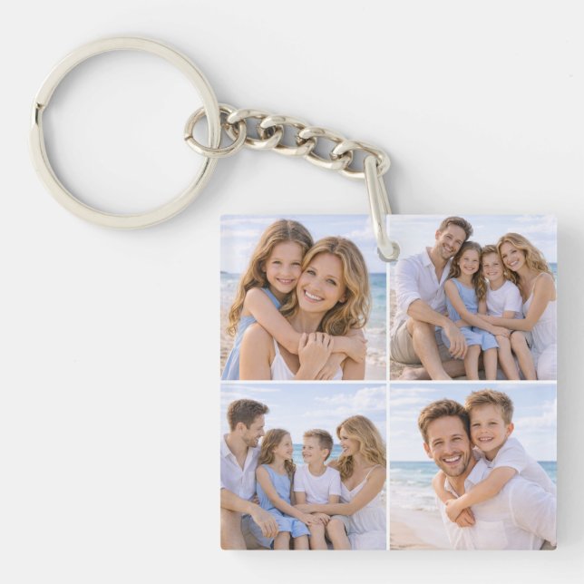 Custom Personalized Family Photo Key Ring (Front)