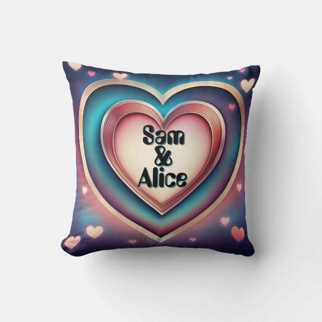 Custom Personalized Heart Date Names Anniversary  Cushion (Front)