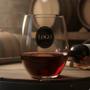Custom Personalized Logo and Text Stemless Wine Glass