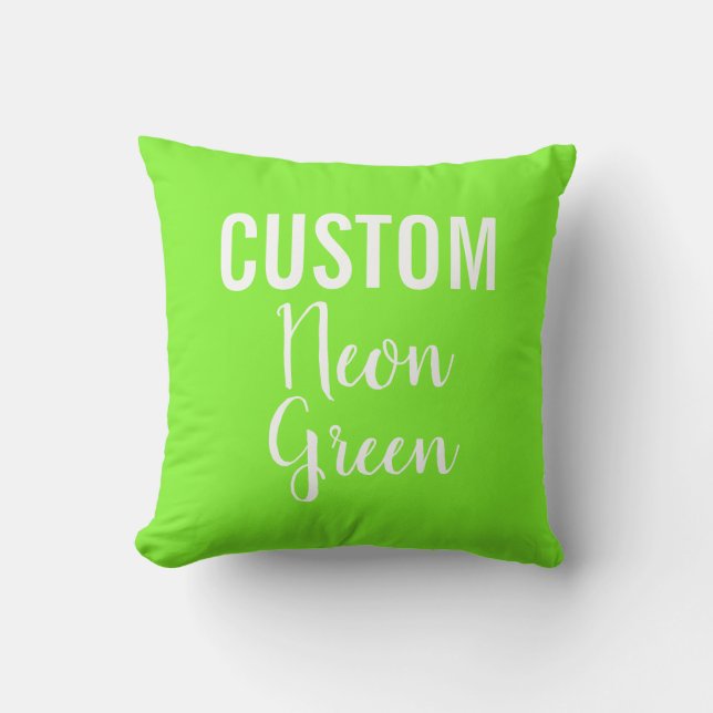 Custom Personalized NEON GREEN Throw Pillow (Front)