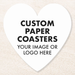 Custom personalized PAPER COASTERS (6) 4" HEART