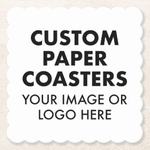 Custom personalized PAPER COASTERS (6) SCALLOPED