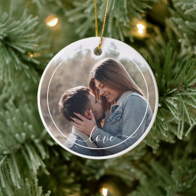 Custom Personalized Photo Simple Love Quote Text Ceramic Tree Decoration (Tree)