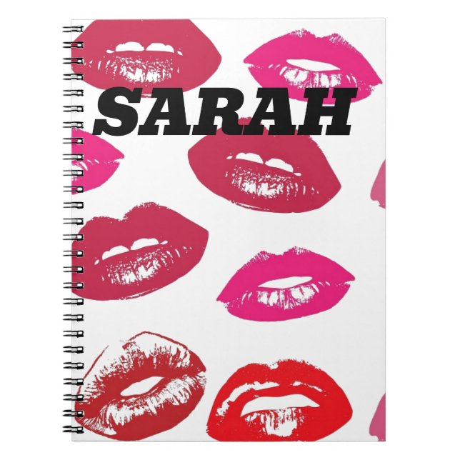 CUSTOM PERSONALIZED RED LIPS KISS NOTEBOOK (Front)