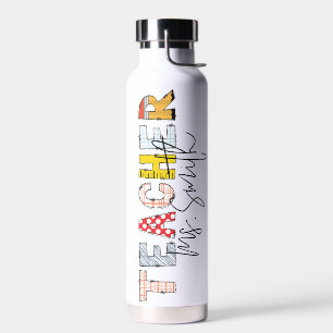 Custom Personalized Teacher Name Typography  Water Bottle