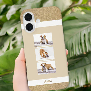 Custom Pet 3 Photo Collage and Name iPhone 16 Case