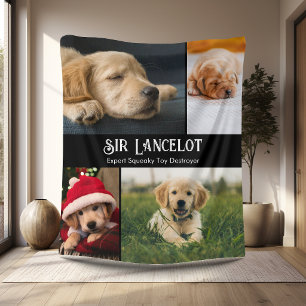 Custom Pet 4 Photo Personalised Fleece Blanket