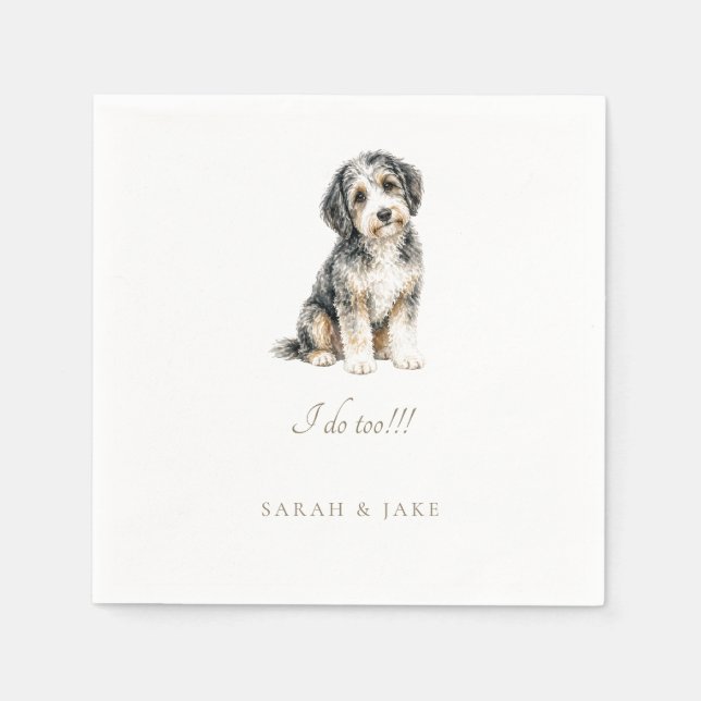 Custom Pet Aussiedoodle Wedding Napkins (Front)