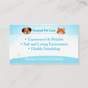 Custom Pet Care   Pet Sitter Dog Walker Business Card