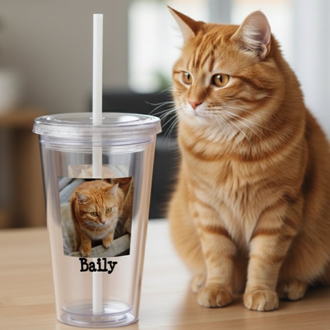 Custom Pet Cat Dog Photo Personalised Gift Acrylic Tumbler (Creator Uploaded)