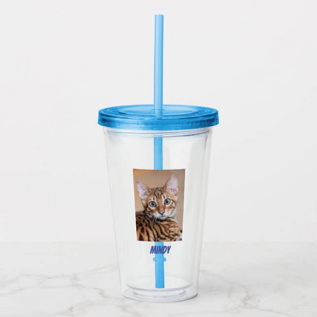 Custom Pet Cat Dog Photo Personalised Gift Acrylic Tumbler (Front)