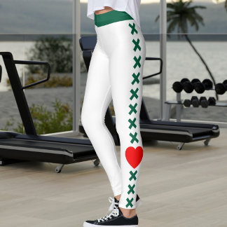 Custom Pet Cat Mum White Deep Green Pattern Love Leggings