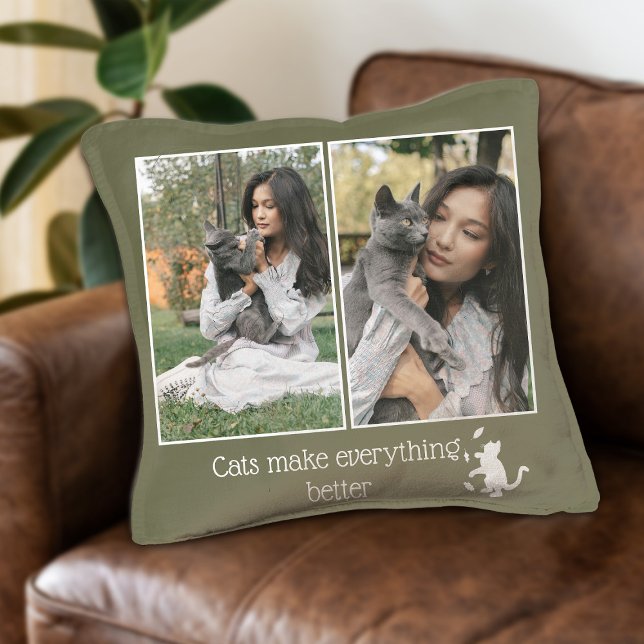 Custom Pet Cat Photos Throw Pillow (Creator Uploaded)