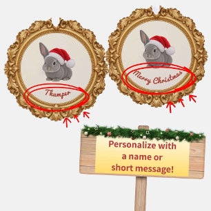Custom Pet Christmas Ornament Card - Gold