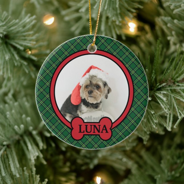 Custom Pet Christmas, Personalised Dog Photo Ceramic Tree Decoration (Tree)