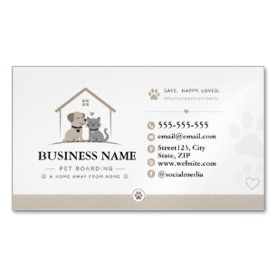 Custom Pet Dog & Cat Boarding Magnetic Business Card