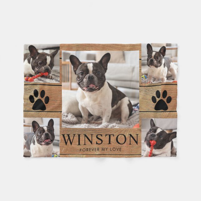 Custom Pet Dog Memorial Keepsake Photo Fleece Blanket (Front (Horizontal))