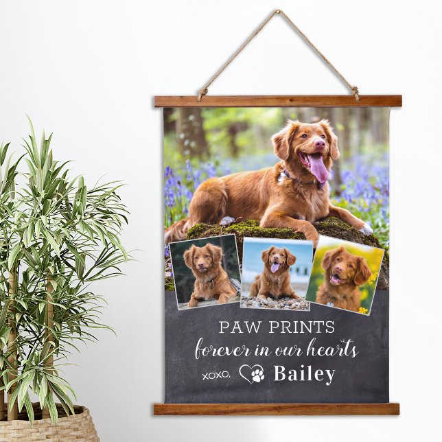 Custom Pet Dog Memorial Personalised 4 Photo Hanging Tapestry (Creator Uploaded)