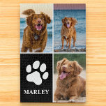 Custom Pet Dog Paw Print 3 Cute Photo Collage Jigsaw Puzzle<br><div class="desc">Celebrate your pup in the most paws-itively fun way with this Custom Dog Paw Print 3-Photo Collage Jigsaw Puzzle! Featuring three of your favourite pet photos arranged in a sweet paw print design, this personalised puzzle makes a thoughtful gift or relaxing activity for any dog lover. Add your dog’s name...</div>