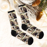 Custom Pet Dog Photo Collage Socks<br><div class="desc">Create your own unique custom-printed socks, or give to a dog lover you know would love them! This simple and modern design includes a photo collage grid of two favourite photos of your furry best friend with a black background that coordinates with the sock details. Photo tip: crop your photos...</div>