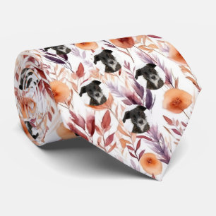 Custom Pet Dog Photo Dried Flowers Pattern Tie