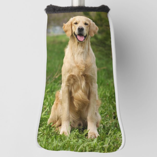 Custom Pet Dog Photo Golden Retriever Putter Golf Head Cover (Rotate 90)