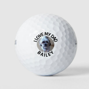 Custom Pet Dog Photo I Love My Dad Golf Ball