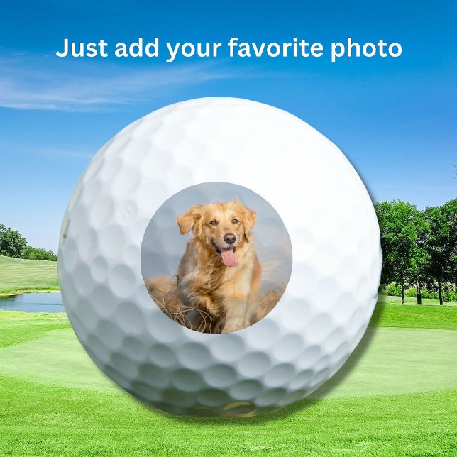 Custom Pet Dog Photo Modern Personalised  Golf Balls (Creator Uploaded)