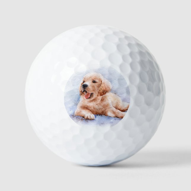 Custom Pet Dog Photo Modern Personalised Golf Balls (Front)