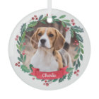 Custom Pet Dog Photo Watercolor Wreath Christmas