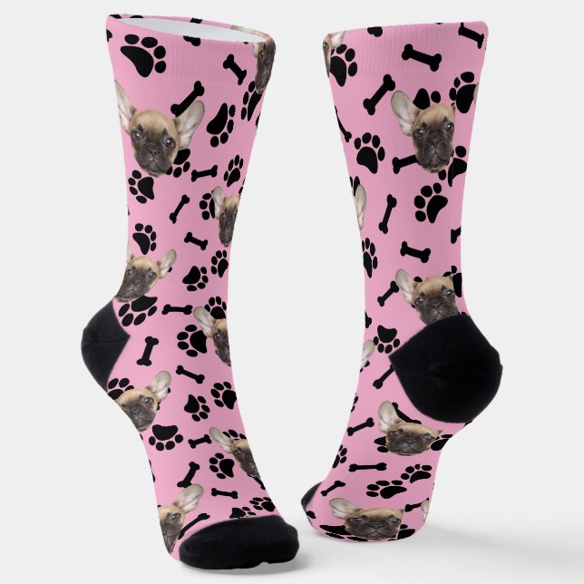Custom Pet Face Socks Personalised Dog Lover Socks (Angled)