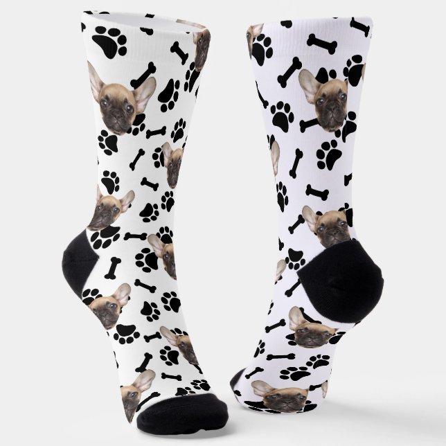 Custom Pet Face Socks Personalised Dog Lover Socks (Angled)