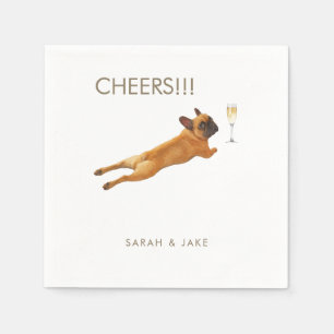 Custom Pet French Bulldog Wedding Cocktail Napkin